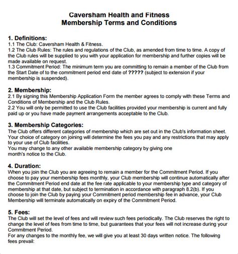 Membership Terms & Conditions .
